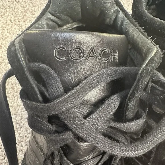 Coach Alara Women's Black Signature Jacquard & Suede Hidden Wedge Sneakers 7M - Picture 7 of 9